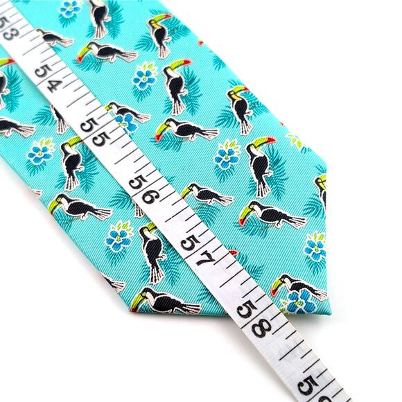 Haggar Clothing Mens Repp Tie Tucan Print Tropical Novelty Colorful Beachy Fun - Picture 7 of 8